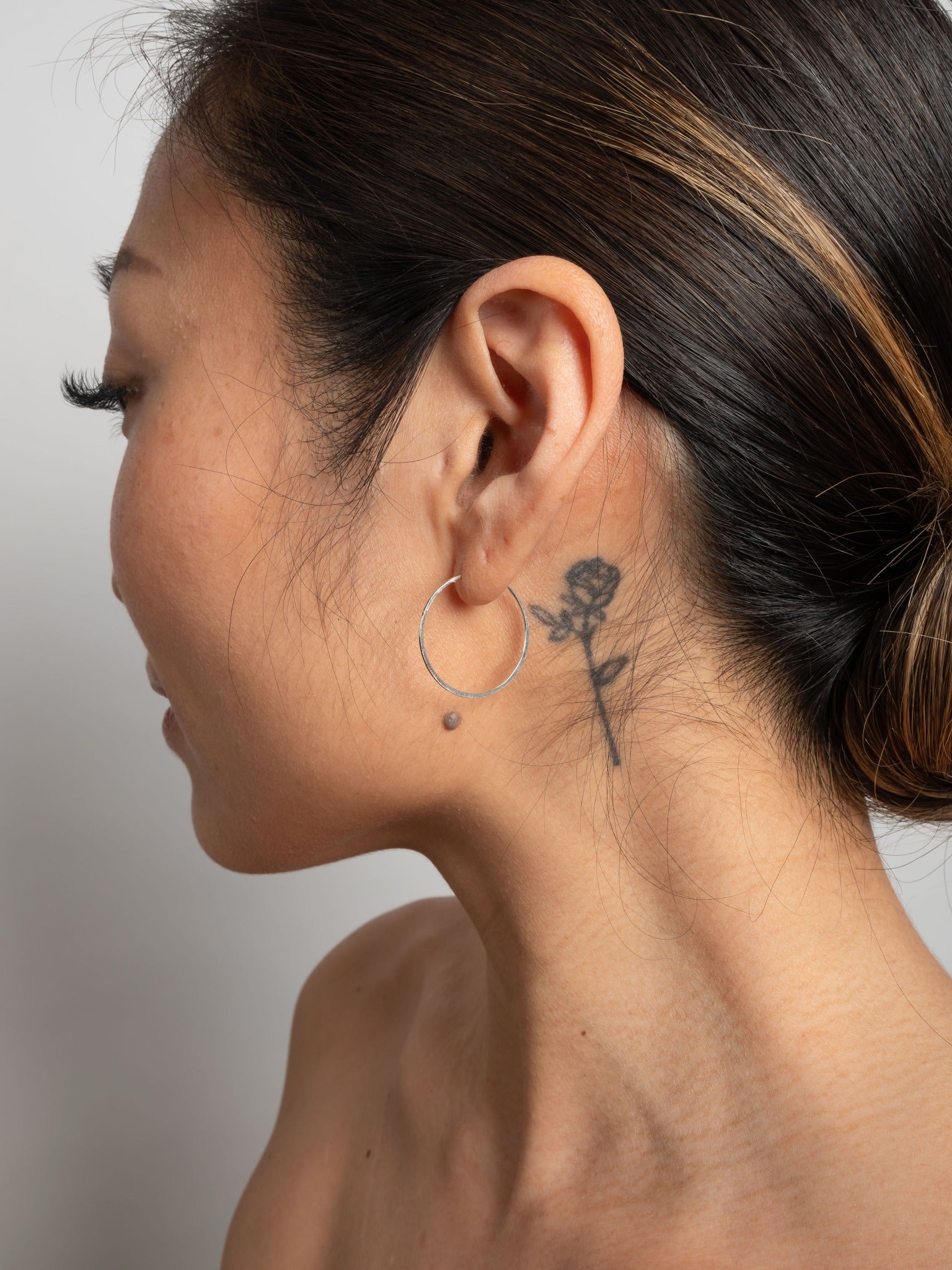 Flower Tattoo with Ear Piercing Charm
