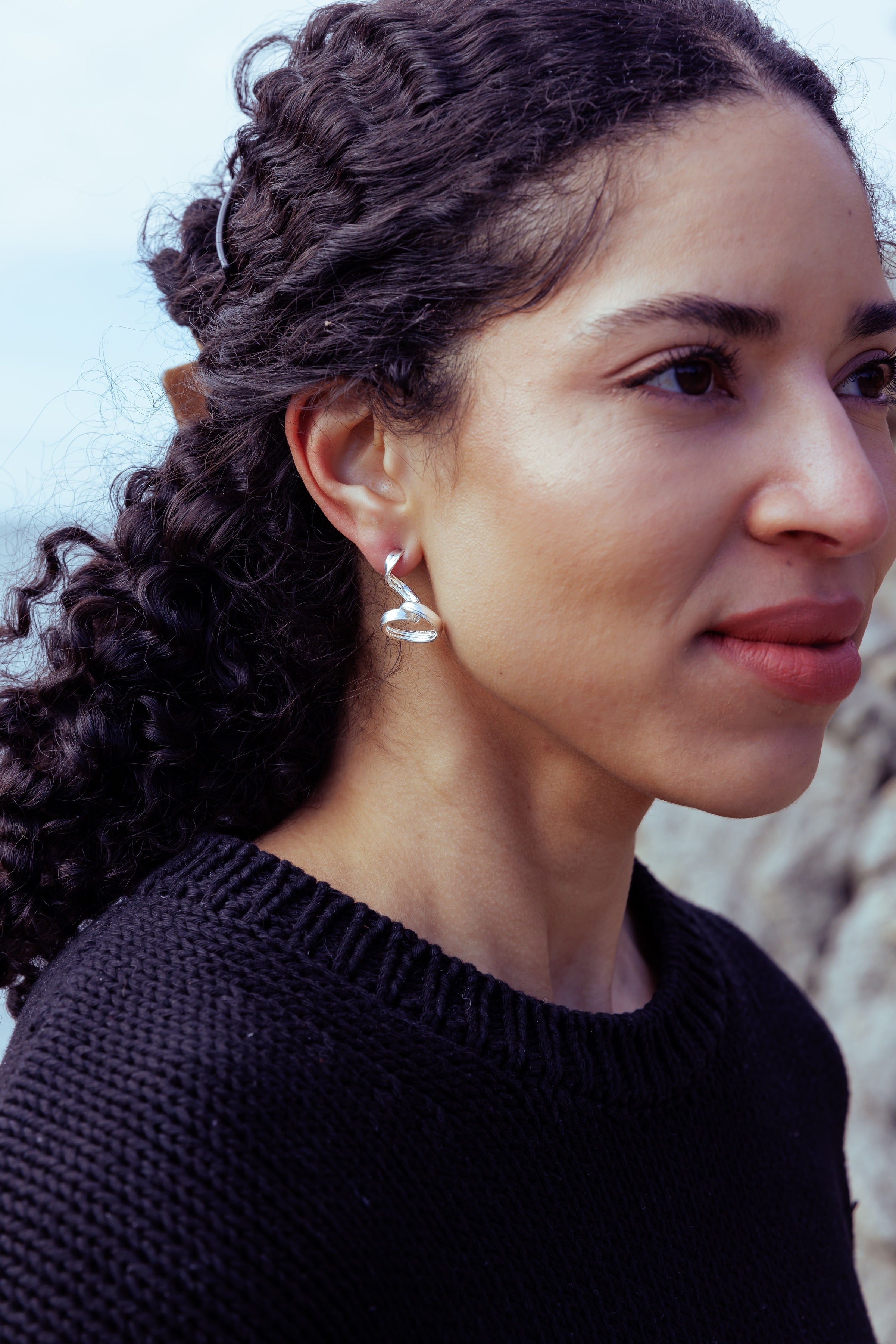 RA HA Earrings — Sculptural Sterling Silver Earrings