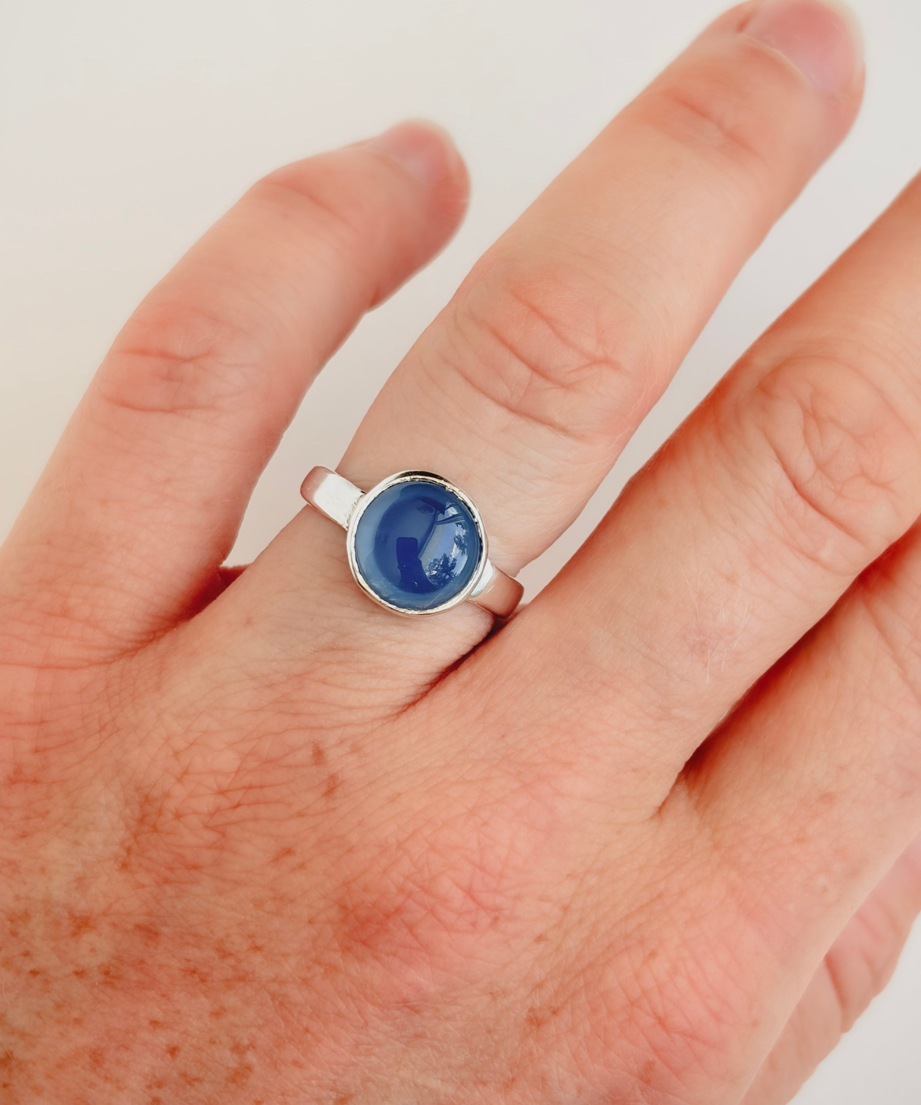 Blue Agate Ring, Size 7