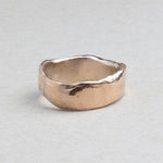 Wide sculptural 14k gold wedding band by RA HA Jewelry