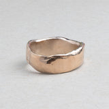 Wide sculptural 14k gold wedding band by RA HA Jewelry