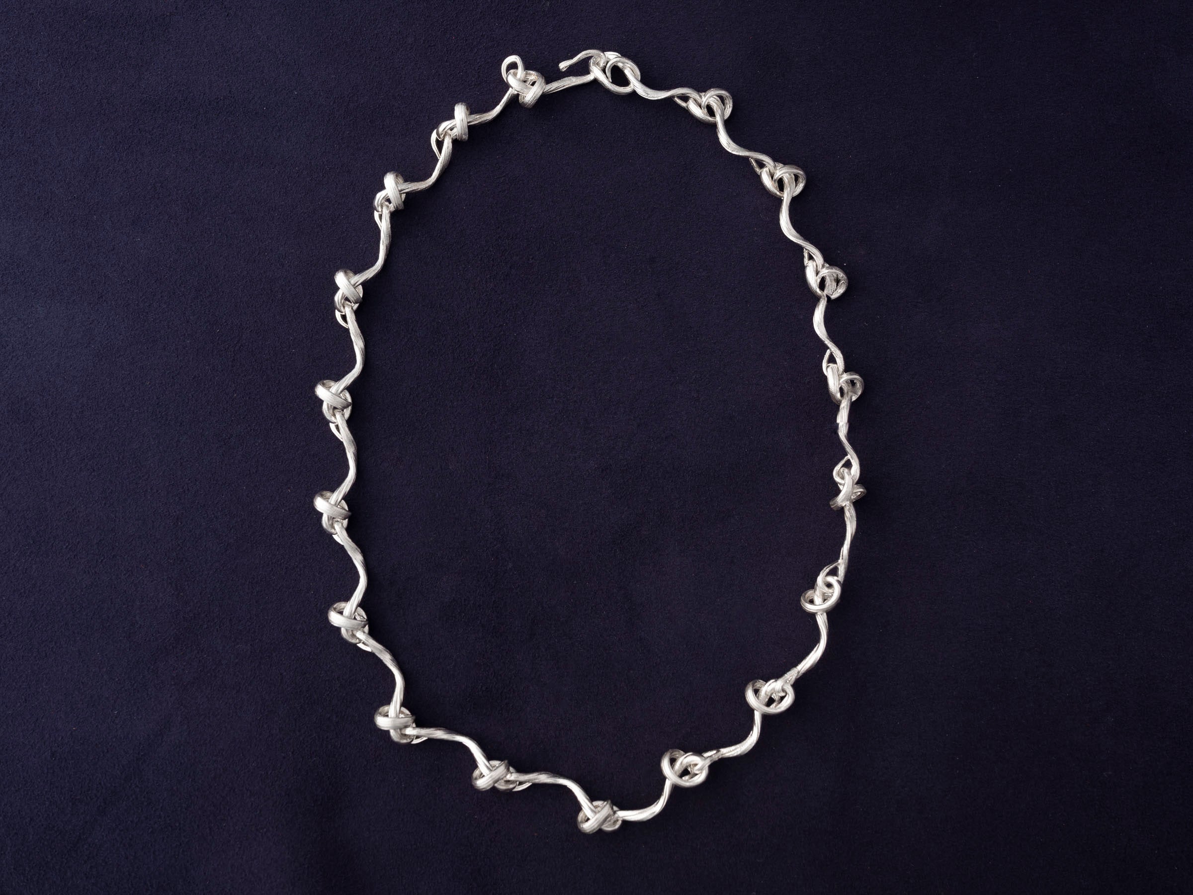 RA HA cast-link chain necklace in sterling silver from the Continuum collection, front view