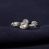 RA HA sculptural hoop earrings in sterling silver, front detail