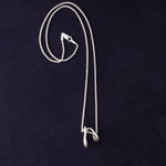 RA HA pendant necklace in sterling silver, full view with chain