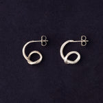 RA HA sculptural hoop earrings in sterling silver from the Continuum collection, Side profile
