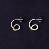 RA HA sculptural hoop earrings in sterling silver from the Continuum collection, Side profile