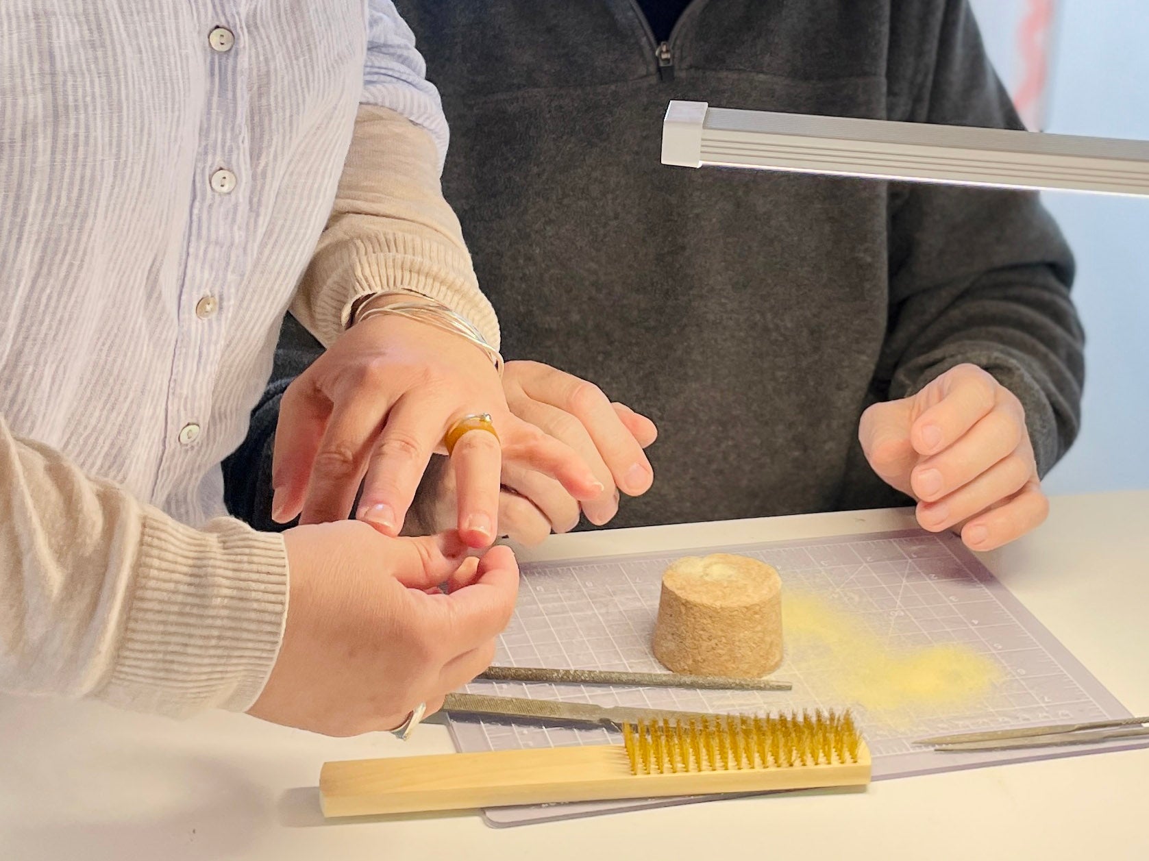 RA HA wedding band experience, fitting a handmade ring on finger